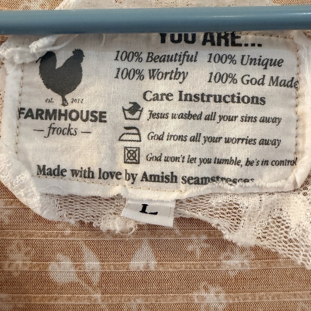 AMISH MADE Farmhouse Frocks Dress Size Large Fit And Flare Cottage Core - Picture 3 of 3